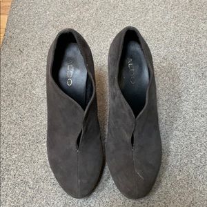 Gray suede heels